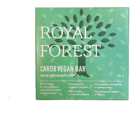 Шоколад Carob Vegan Bar (обжаренный кэроб) Royal Forest (75 г)