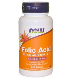 NOW Folic Acid 800 мкг (250 таб)